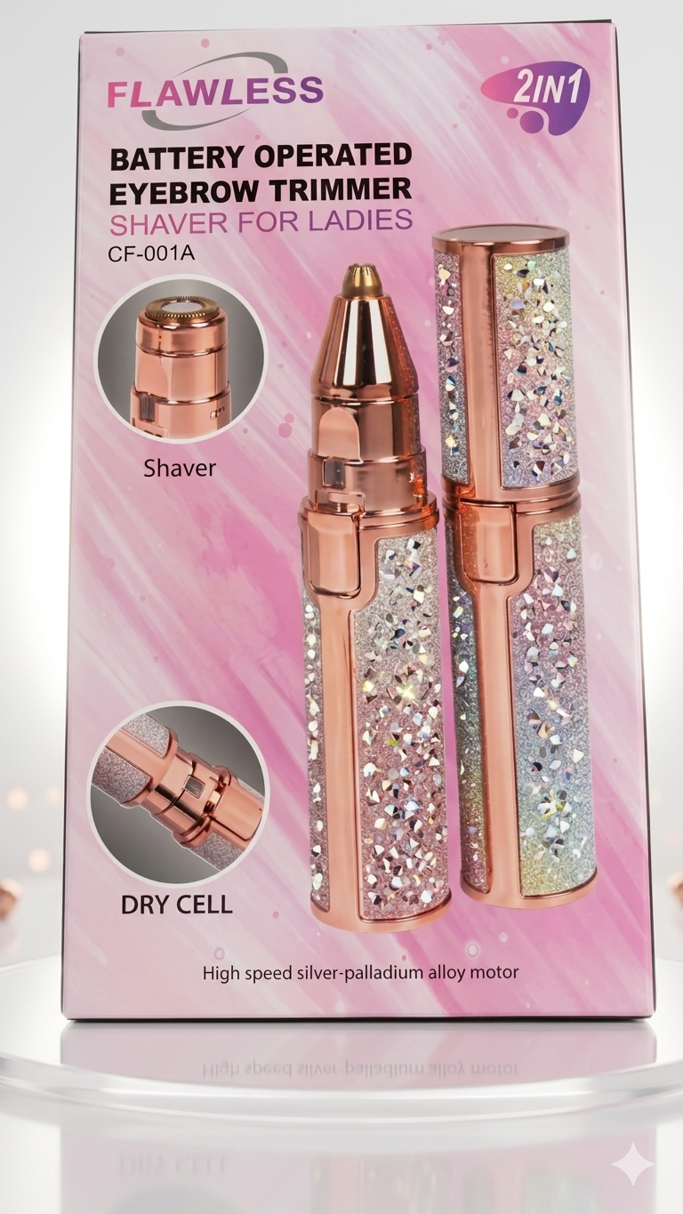Flawless 2-in-1 Battery Operated Eyebrow Trimmer & Shaver for Ladies
