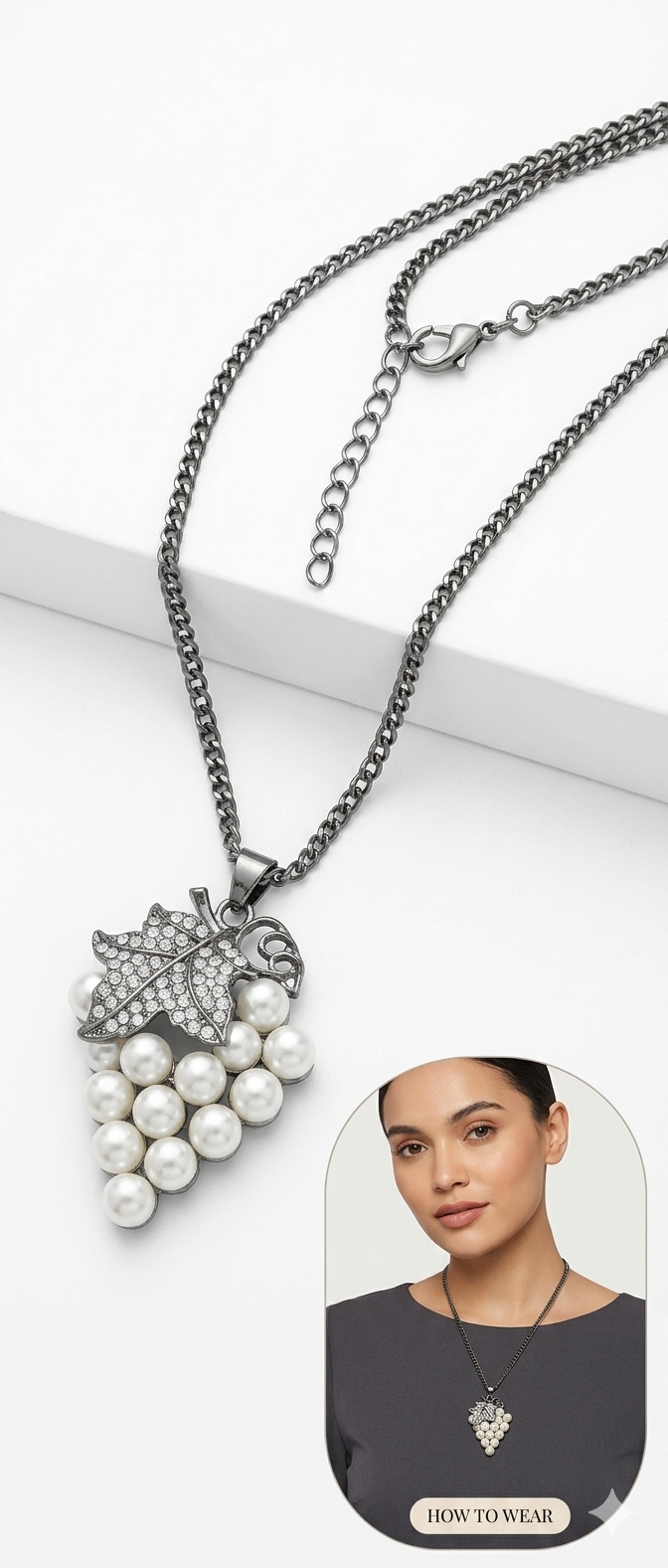 Vintage Grapes & Pearl Necklace