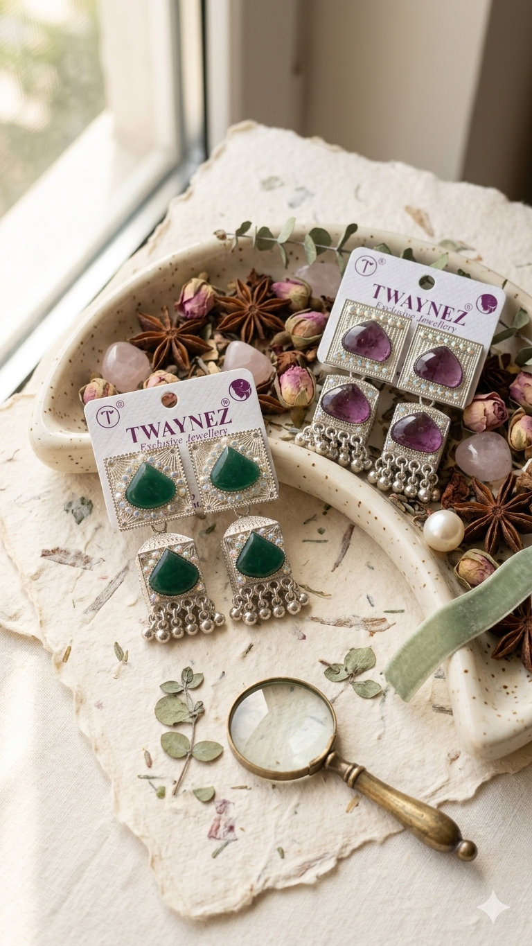Silver Box Jhumka Earrings
