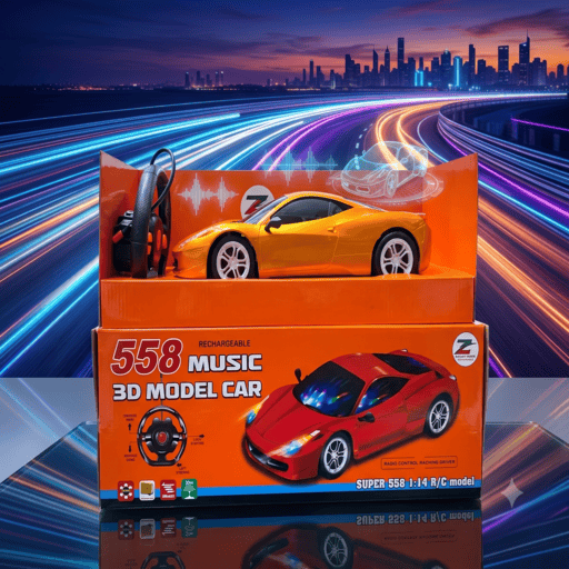 **Super 558 রিচার্জেবল ১:১৪ স্কেল R/C স্পোর্টস কার | রিমোট কন্ট্রোল খেলনা গাড়ি | 3D LED লাইট ও মিউজিক | শিশুদের জন্য**